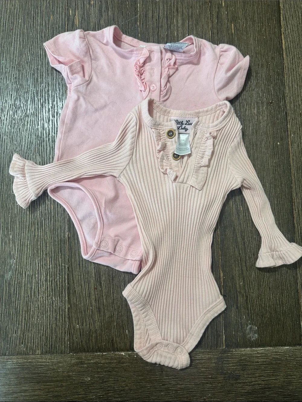 6–9M Baby Bodysuit Bundle | Little Legends & Little Lass Baby Pink Ruffle Onesie